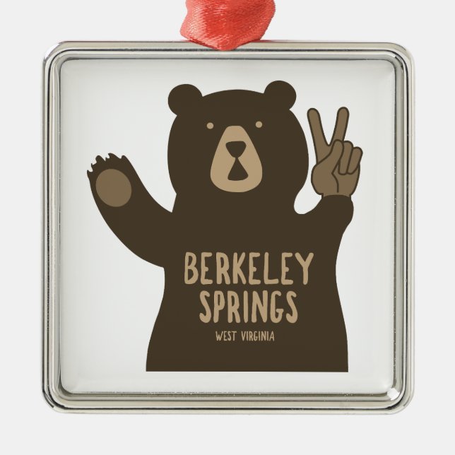 Berkeley Springs West Virginia Peace Bear Metal Tree Decoration (Front)