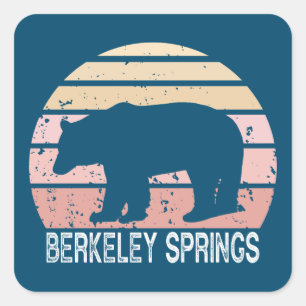 Berkeley Springs West Virginia Retro Bear Square Sticker