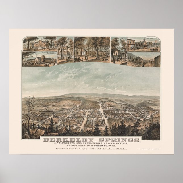 Berkeley Springs, WV Panoramic Map - 1889 Poster (Front)