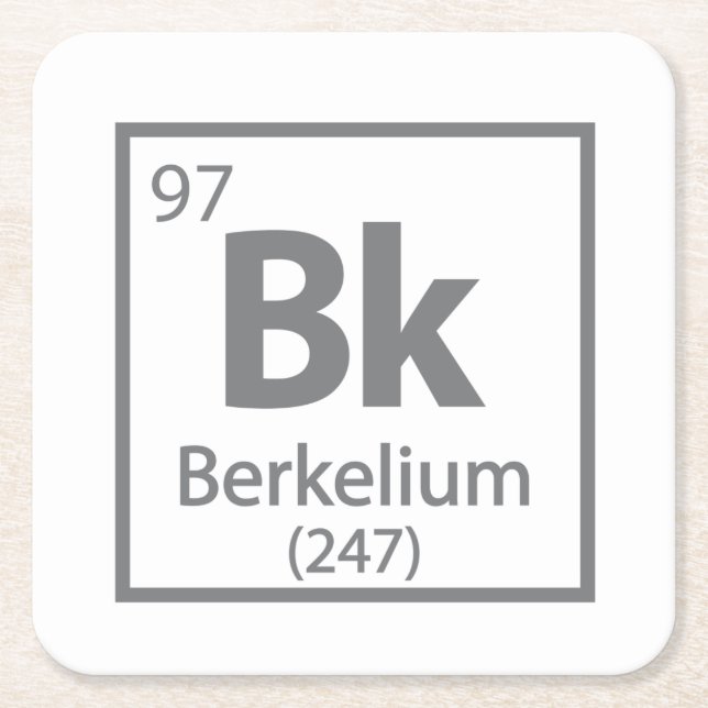 Berkelium - Berkeley Science Periodic Table Square Paper Coaster (Front)