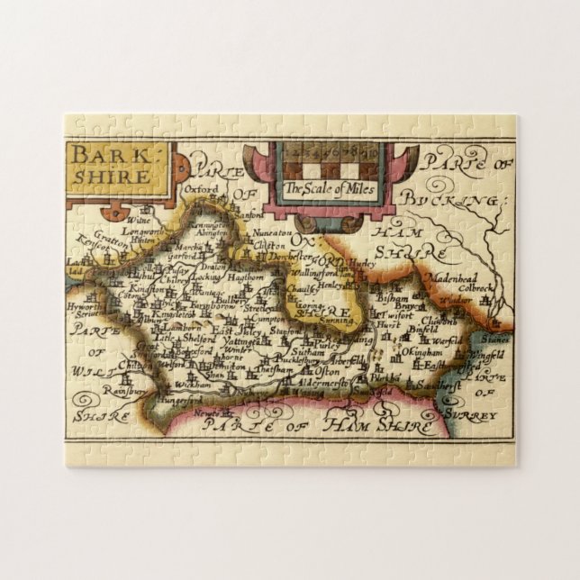 Berkshire Barkshire County England Antiquarian Map Jigsaw Puzzle (Horizontal)
