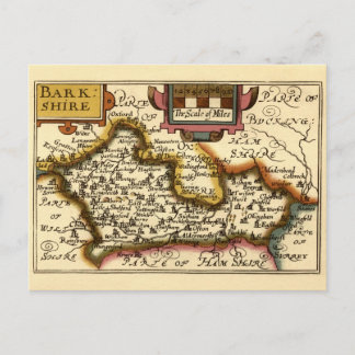Berkshire Barkshire County England Antiquarian Map Postcard