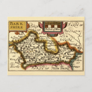 Berkshire Barkshire County England Antiquarian Map Postcard