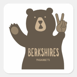 Berkshires Massachusetts Peace Bear Square Sticker