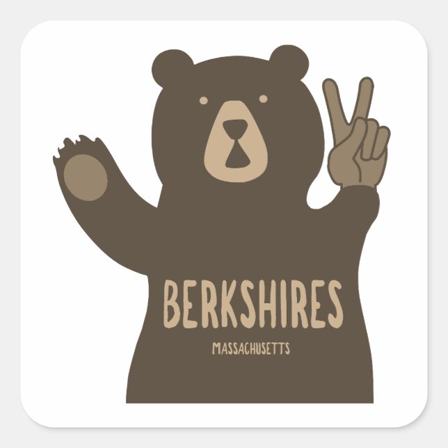 Berkshires Massachusetts Peace Bear Square Sticker (Front)