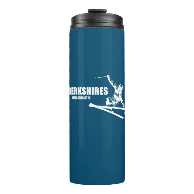 Berkshires Massachusetts Skier Thermal Tumbler (Front)