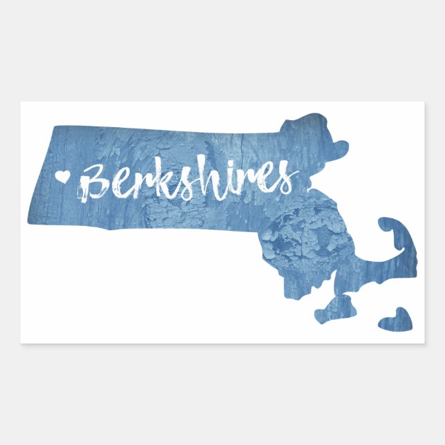 Berkshires Massachusetts Wood Grain Rectangular Sticker (Front)