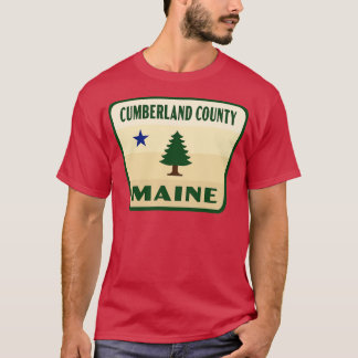 berland County Maine Retro Pine Tree Badge Tan T-Shirt