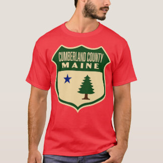 berland County Maine Retro Pine Tree Shield Green T-Shirt