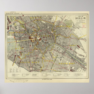 Berlin 1883 Historic Map – Letts Popular Atlas Map Poster