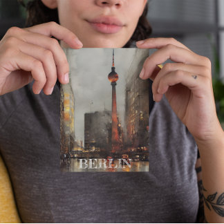 Berlin Alexanderplatz Illustration Postcard