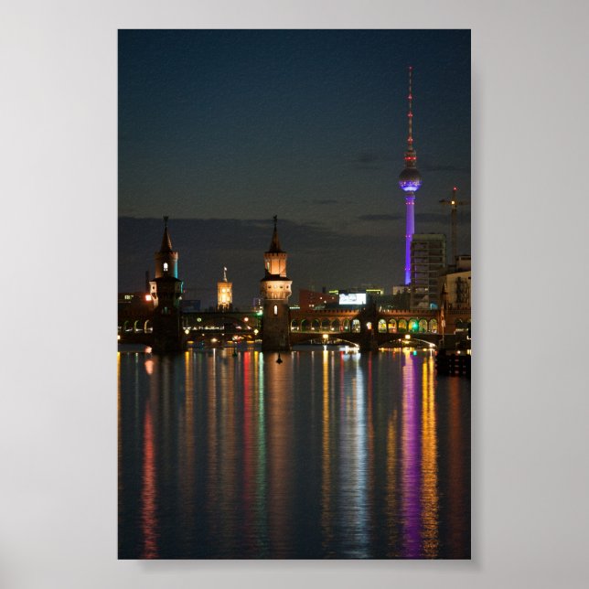Berlin Alexanderplatz Oberbaum Bridge night Poster (Front)