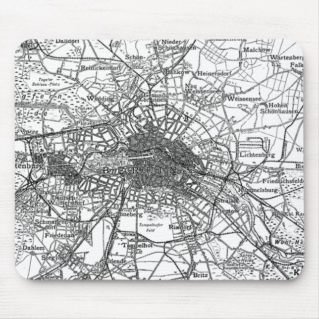Berlin and Surrounding Areas Map(1911) Mouse Mat (Front)