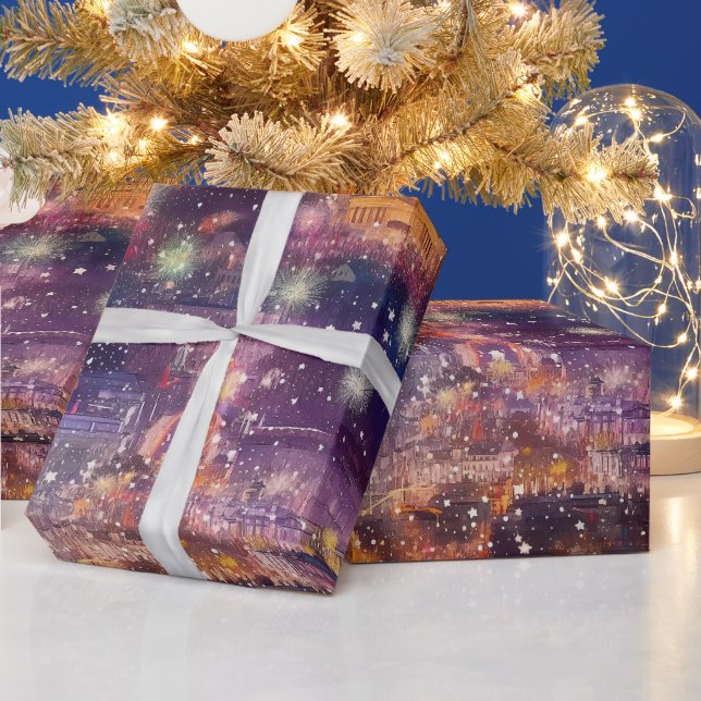 Berlin at Christmas & New Year's in Watercolors Wrapping Paper (Holidays)