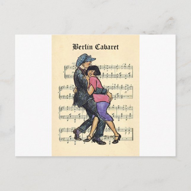 Berlin Cabaret 1920s w/Sheet Music Background Postcard (Front)