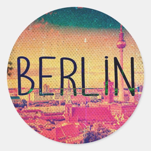 Berlin, circle classic round sticker (Front)