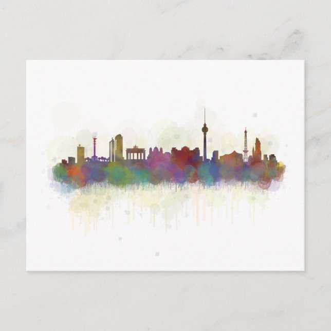 Berlin city Germany. Deutsche Skyline art v2 Postcard (Front)