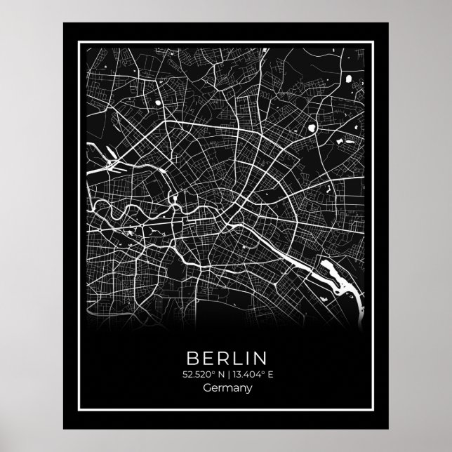 Berlin City Map - Berlin Black Map Poster (Front)