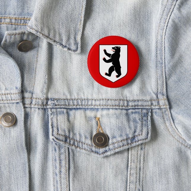 Berlin city symbol germany flag bear emblem 6 cm round badge (In Situ)