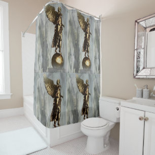 Berlin Comic Book Angel Statue Shower Curtain