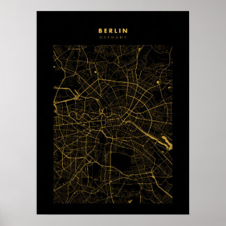 Berlin Dark Gold City Map Poster