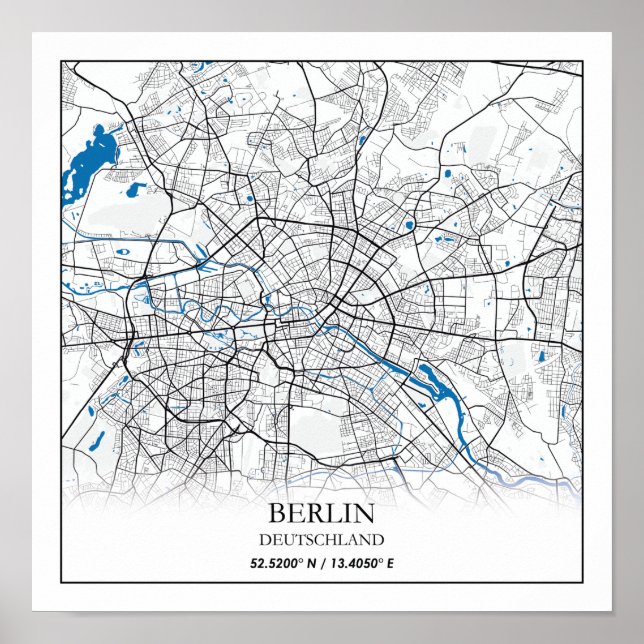 Berlin Deutschland Germany City Map Coordinates Poster (Front)
