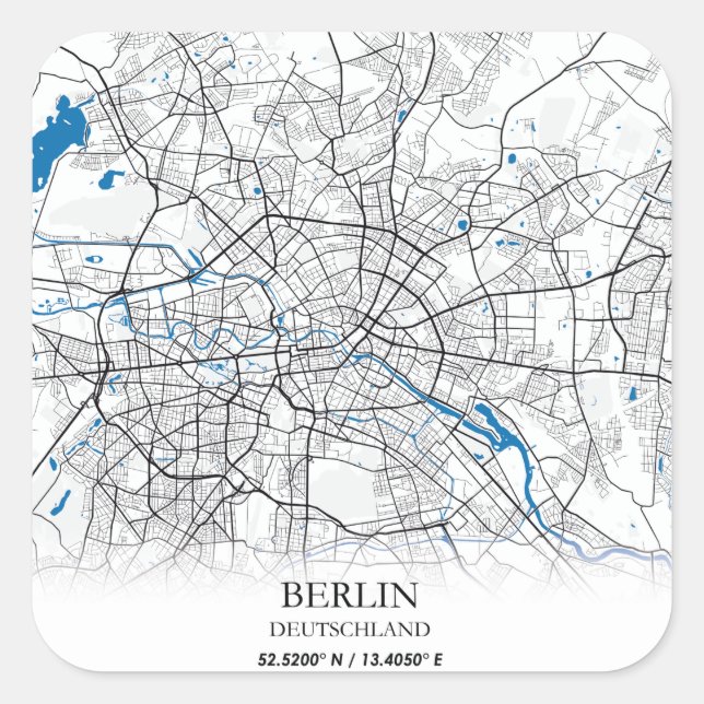 Berlin Deutschland Germany City Map Coordinates Square Sticker (Front)