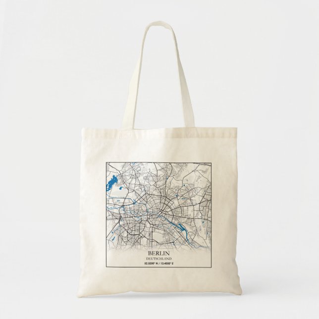 Berlin Deutschland Germany City Map Coordinates Tote Bag (Front)
