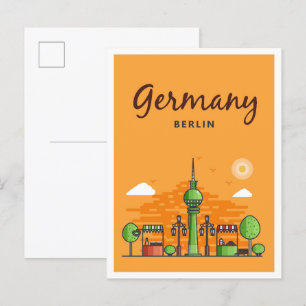 Berlin Germany Art Vintage Travel Illustration Postcard