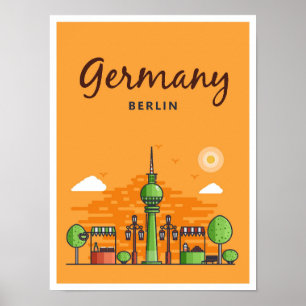 Berlin Germany Art Vintage Travel Illustration Poster
