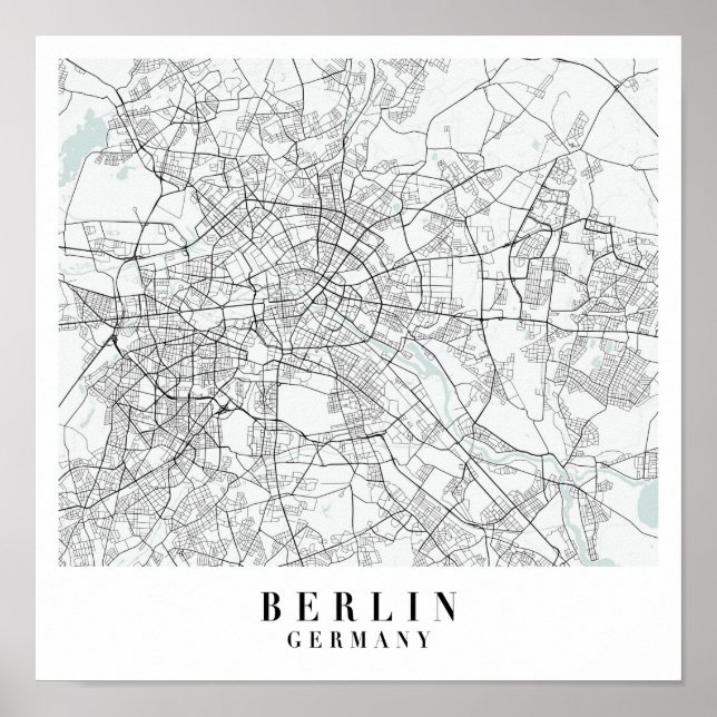 Berlin Germany Blue Water Street Map Poster (Front)