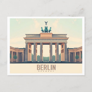 Berlin Germany Brandenburg Gate Pastel Travel Postcard