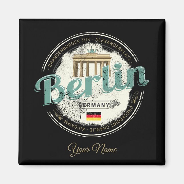 Berlin Germany Brandenburg Gate Vintage Souvenir Magnet (Front)