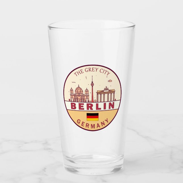Berlin Germany City Skyline Emblem Glass (Front)