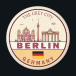 Berlin Germany City Skyline Emblem Magnet<br><div class="desc">Berlin minimalist, colourful art design featuring monuments and landmarks of the city in Germany.</div>