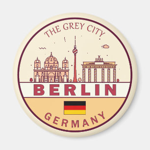 Berlin Germany City Skyline Emblem Magnet