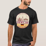 Berlin Germany City Skyline Emblem T-Shirt<br><div class="desc">Berlin minimalist,  colourful art design featuring monuments and landmarks of the city in Germany.</div>