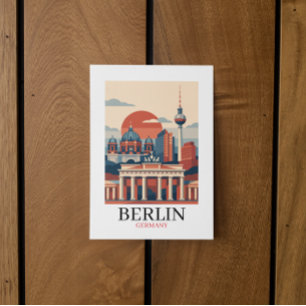 Berlin Germany City Skyline – Minimalist Vintage Postcard