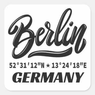 Berlin Germany Coordinates Square Sticker