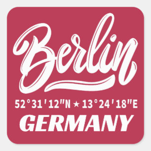 Berlin Germany Coordinates Square Sticker