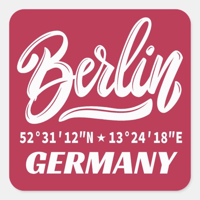 Berlin Germany Coordinates Square Sticker (Front)