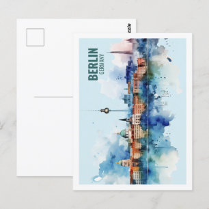 Berlin Germany Famous Travel Place Watercolor Postcard