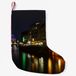 Berlin Germany Night Spree Deutschland Nacht Small Christmas Stocking