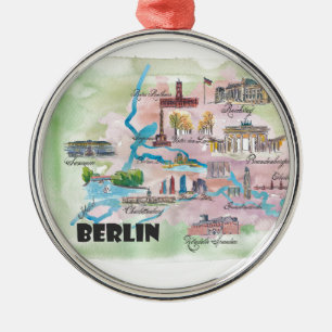 Berlin Germany Retro Vintage Map Metal Tree Decoration