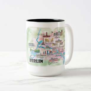 Berlin Germany Retro Vintage Map Two-Tone Coffee Mug