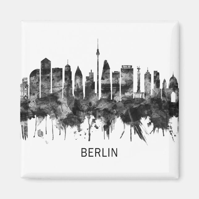 Berlin Germany Skyline BW Magnet (Front)