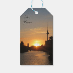 Berlin Germany Skyline Night Fernsehturm Gift Tags