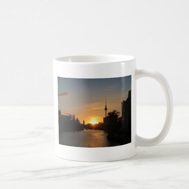 Berlin Germany Skyline Night Postcard Fernsehturm Coffee Mug (Right)