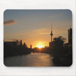 Berlin Germany Skyline Night Postcard Fernsehturm Mouse Mat