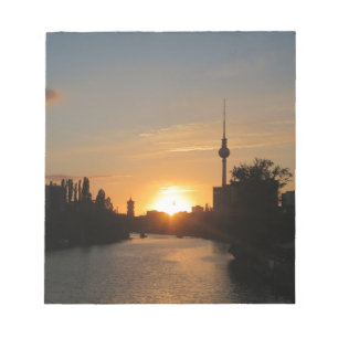 Berlin Germany Skyline Night Postcard Fernsehturm Notepad